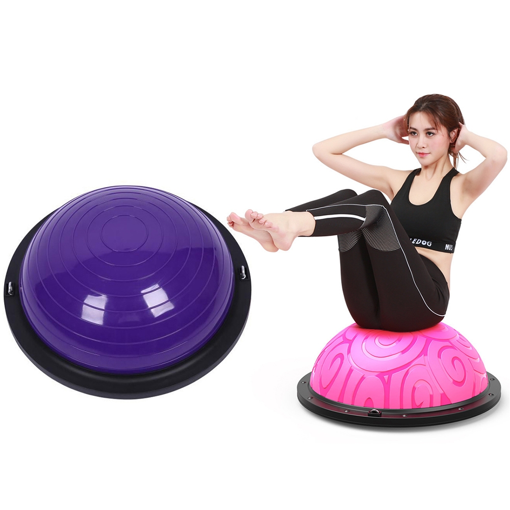 46cm Wave Speed Ball Yoga Semi-Circular Balance Ball Fitness Pilates Ball(Glossy Purple)