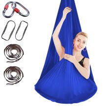 Indoor-Anti-Gravitation-Yoga-Knotenfreie Aerial-Yoga-Hängematte mit Schnalle / Verlängerungsgurt, Größe: 400x280 cm (Royal Blue)