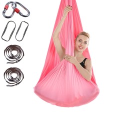 Indoor Anti-gravity Yoga Knot-free Aerial Yoga Hammock with Buckle / Extension Strap, Size: 400x280cm(Pink)