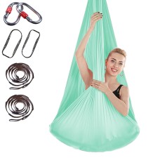 Indoor Anti-gravity Yoga Knot-free Aerial Yoga Hammock with Buckle / Extension Strap, Size: 400x280cm(Lake Green)