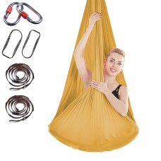 Indoor Anti-gravity Yoga Knot-free Aerial Yoga Hammock with Buckle / Extension Strap, Size: 400x280cm(Gold)