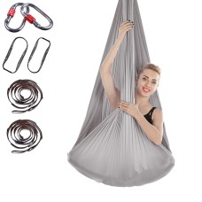Indoor Anti-gravity Yoga Knot-free Aerial Yoga Hammock with Buckle / Extension Strap, Size: 400x280cm(Silver Grey)