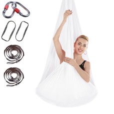 Indoor Anti-gravity Yoga Knot-free Aerial Yoga Hammock with Buckle / Extension Strap, Size: 400x280cm(White)