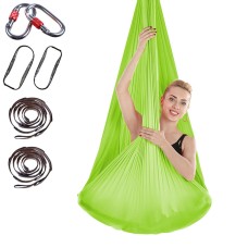 Indoor Anti-gravity Yoga Knot-free Aerial Yoga Hammock with Buckle / Extension Strap, Size: 400x280cm(Grass Green)
