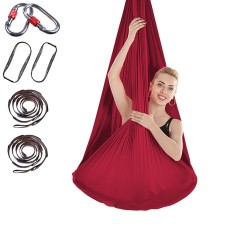 Indoor Anti-gravity Yoga Knot-free Aerial Yoga Hammock with Buckle / Extension Strap, Size: 400x280cm(Wine Red)
