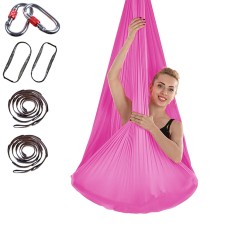 Indoor Anti-gravity Yoga Knot-free Aerial Yoga Hammock with Buckle / Extension Strap, Size: 400x280cm(Rose Red)