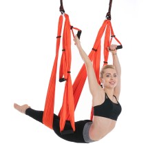 6 Handles Bodybuilding Handstand Inelasticity Aerial Yoga Hammock(Orange)