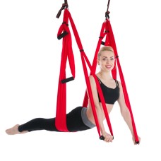 6 Handles Bodybuilding Handstand Inelasticity Aerial Yoga Hammock(Red)
