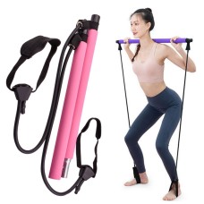 Justerbar längd Pilates Rod Yoga Rod Träning Stretching Belt Squat Resistance Rope Home Fitness Equipment (Pink)
