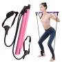 Adjustable Length Pilates Rod Yoga Rod Exercise Stretching Belt Squat Resistance Rope Home Fitness Equipment(Pink)