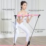 Adjustable Length Pilates Rod Yoga Rod Exercise Stretching Belt Squat Resistance Rope Home Fitness Equipment(Pink)