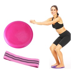 2 in 1 Yoga Balance Mat + Squat Resistance Band Fitness Exercise Equipment Set(Pink)