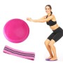 2 in 1 tappetino di bilanciamento yoga + set di attrezzature per esercizi di fitness a banda a banda tozza (rosa)