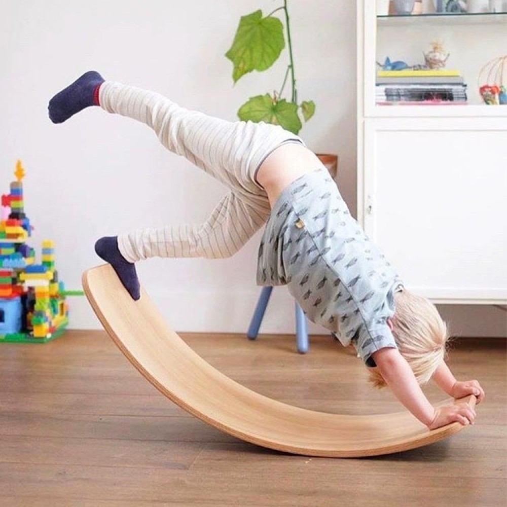 Children Educational Sense Integration Training Seesaw Sports Game Wooden Balance Board Yoga Practice Bending Board(Natural Beech)