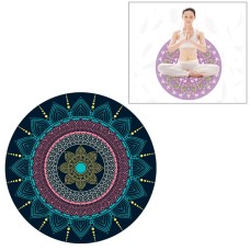 Blue Ethnic Style Pattern Round Yoga Meditation Mat Anti-skid Rubber Pad, Diameter: 70cm