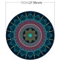 Blue Ethnic Style Pattern Round Yoga Meditation Mat Anti-skid Rubber Pad, Diameter: 70cm