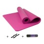 Pink män och kvinnor nybörjare hem non-slip yogamatta med remmar och handledning och nätväska, storlek: 1850 x 900 x 10 mm