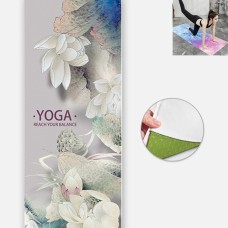 Yoga Mat Indoor Fitness Exercise Mat Ultra Thin Non Slip Sweat Absorbent Folding Portable Mat, Size:183 x 65cm(Lotus Leaf Without Colloidal Particles)