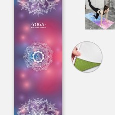 Yoga Mat Indoor Fitness Exercise Mat Ultra Thin Non Slip Sweat Absorbent Folding Portable Mat, Size:183 x 65cm(Datura Flower Without Colloidal Particles)