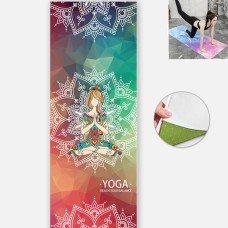 Yoga Mat Indoor Fitness Exercise Mat Ultra Thin Non Slip Sweat Absorbent Folding Portable Mat, Size:183 x 65cm(Graceful Naman Without Colloidal Particles)