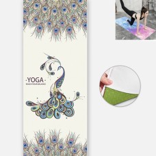 Yoga Mat Indoor Fitness Exercise Mat Ultra Thin Non Slip Sweat Absorbent Folding Portable Mat, Size:183 x 65cm(Peacock  Without Colloidal Particles)
