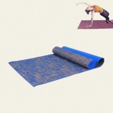 Alfombra de yoga de lino PVC de alta densidad, tamaño: 183 x 61 x 0.6 cm (azul)