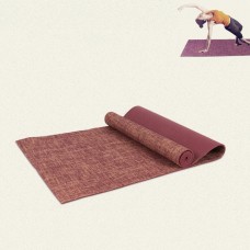 Alfombra de yoga de lino PVC de alta densidad, tamaño: 183 x 61 x 0.6 cm (vino tinto)