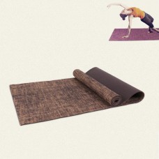 Alfombra de yoga de lino PVC de alta densidad, tamaño: 183 x 61 x 0.6 cm (marrón)