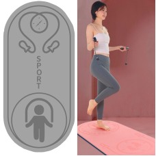 6mm Jump Rope Mat Shock Absorption and Sound Insulation Household Indoor Mute Fitness Exercise Yoga Mat(Gray + Jump Rope)