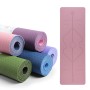 BSJ002 TPE Doppelschicht zweifarbige Yogamatte Fitnessmatte mit Körperlinie, Spezifikation: 183 x 61 x 0,6 cm (Kirschblüte Pink + Blau)