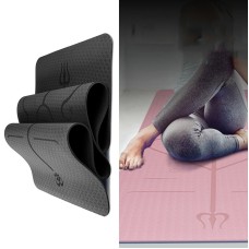 BSJ002 TPE Double Layer Two-Color Yoga Mat Fitness Mat with Body Line, Specification: 183 x 61 x 0.6cm(Black)