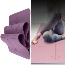 BSJ002 TPE Double Layer Two-Color Yoga Mat Fitness Mat with Body Line, Specification: 183 x 61 x 0.6cm(Deep Purple)