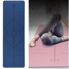 BSJ002 TPE Double Layer Two-Color Yoga Mat Fitness Mat with Body Line, Specification: 183 x 61 x 0.6cm(Deep Blue + Lake Blue)