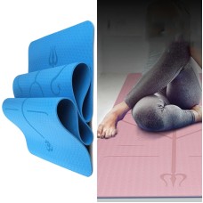 BSJ002 TPE Double Layer Two-Color Yoga Mat Fitness Mat with Body Line, Specification: 183 x 61 x 0.6cm(Lake Blue)