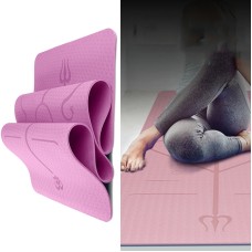 BSJ002 TPE Double Layer Two-Color Yoga Mat Fitness Mat with Body Line, Specification: 183 x 61 x 0.6cm(Pink)