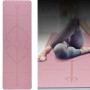 BSJ002 TPE Doppelschicht zweifarbige Yogamatte Fitnessmatte mit Körperlinie, Spezifikation: 183 x 61 x 0,8 cm (Kirschblüte Pink + Blau)