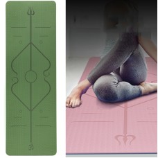 BSJ002 TPE Doppelschicht zweifarbige Yogamatte Fitnessmatte mit Körperlinie, Spezifikation: 183 x 80 x 0,8 cm (Bambus Cyan + Schwarz)