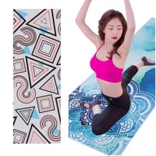 Toalla de yoga de yoga suave impresa, tamaño: 185 x 65 cm (geométrico)