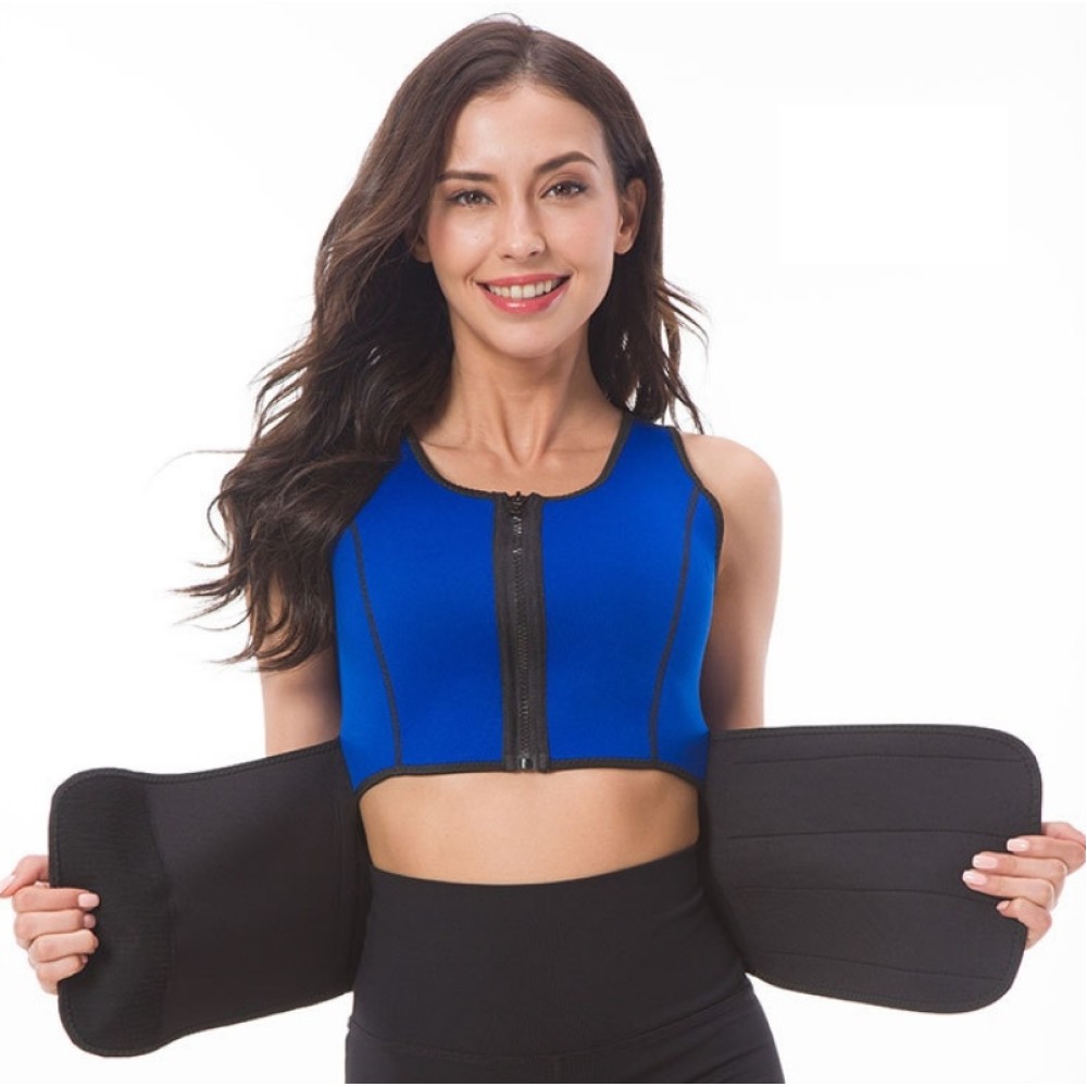 Neoprene Corset Yoga Vest Sweat Suit Postpartum Belly Belt, Size:S(Blue)