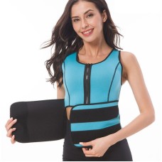 Neoprene Corset Yoga Vest Sweat Suit Postpartum Belly Belt, Size:S(Sky Blue)