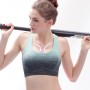 高伸展透气健身女性衬垫运动胸罩，尺寸：M（绿色）