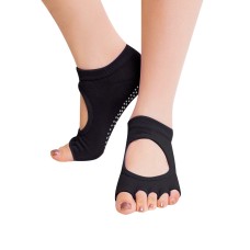 Ein Paar Open Tode Open Intep Anti -Rutsch Sport weiblicher Yoga -Socken, Größe: 34 - 39 (EUR) (Schwarz)