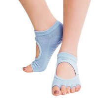 Una coppia di calzini da yoga femminile sporti con piede aperto di punta aperta, dimensioni: 34 - 39 (EUR) (Baby Blue)