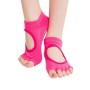 Un par abierto con los pies abiertos contra calcetines de yoga femenino antideslizos, tamaño: 34 - 39 (EUR) (magenta)