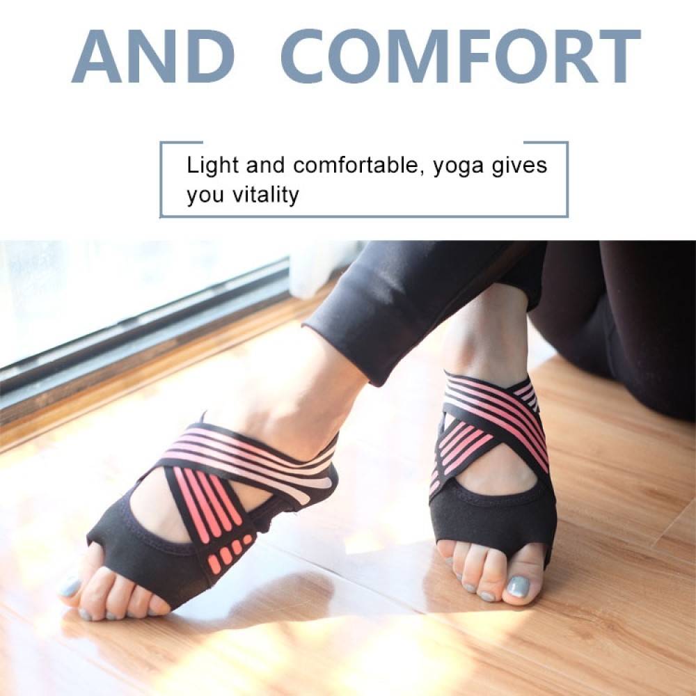 1 Pair Anti-Slip Yoga Socks Toeless Pilates Socks Ballet Yoga Pilates Barre Shoes for Women, 235-240mm Foot Length(Pink)