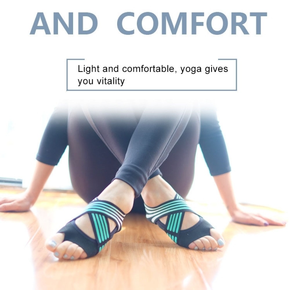1 Pair Anti-Slip Yoga Socks Toeless Pilates Socks Ballet Yoga Pilates Barre Shoes for Women, 245-250mm Foot Length(Green)