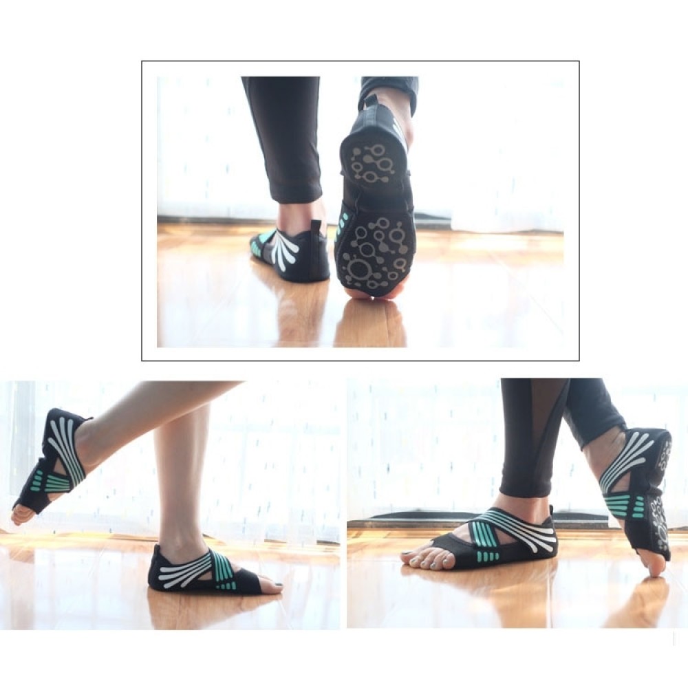 1 Pair Anti-Slip Yoga Socks Toeless Pilates Socks Ballet Yoga Pilates Barre Shoes for Women, 245-250mm Foot Length(Green)