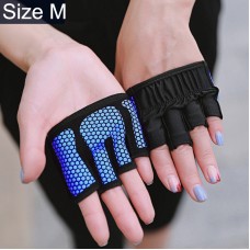 Half Finger Yoga Gloves Anti-skid Sports Gym Palm Protector, Size: M, Palm Circumference: 18cm(Blue)