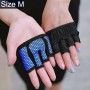 Gants de yoga semi-doigts Anti-Skid Sports Gym Palm Protector, Taille: M, Palm Circumfrence: 18 cm (bleu)