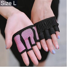 Half Finger Yoga Gloves Anti-skid Sports Gym Palm Protector, Size: L, Palm Circumference: 19cm(Rose Red)